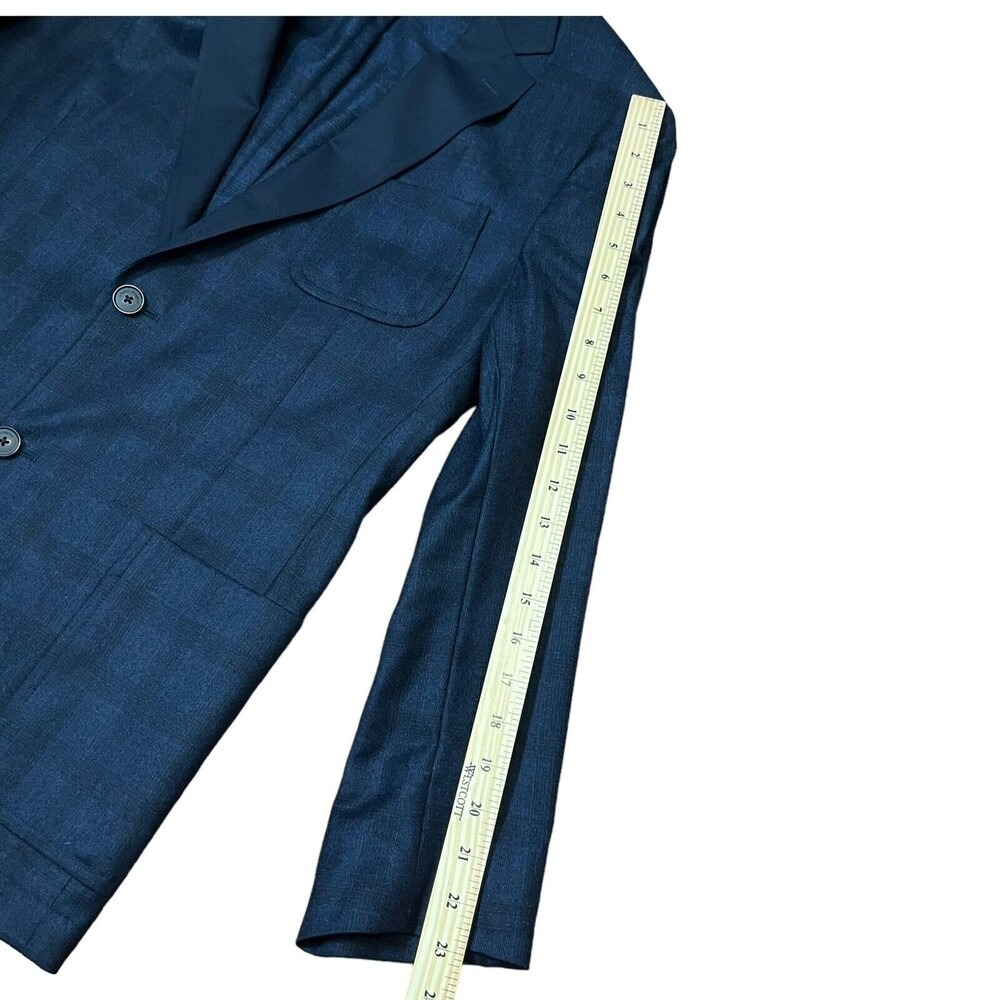 Salvatore Ferragamo Plaid Sport Coat Men's 40R EU50R Blue 2 Button Wool Blend - Picture 13 of 13